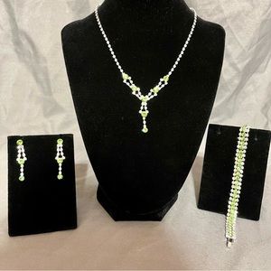 Prom/Special Occasion Necklace, Bracelet, and Earrings, Light Green
